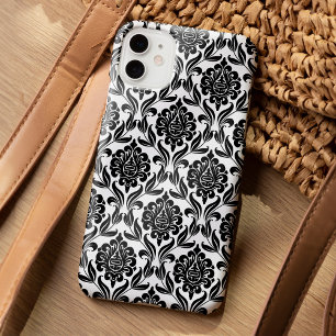 Black and White Damask Pattern iPhone 15 Pro Max Case