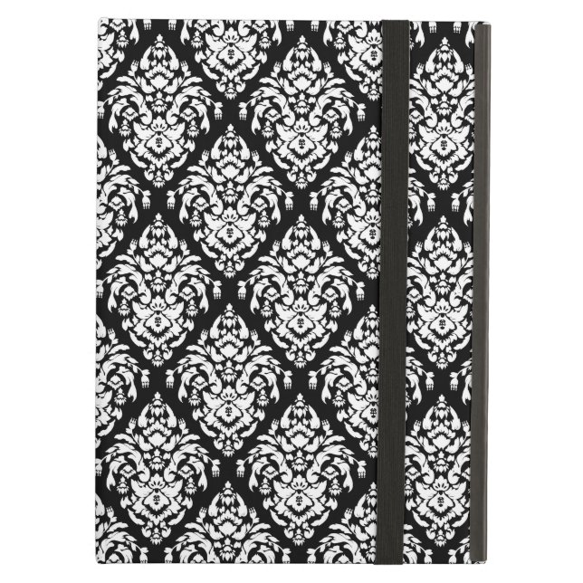 Black and White Damask Pattern Cover For iPad Air (Front Closed)