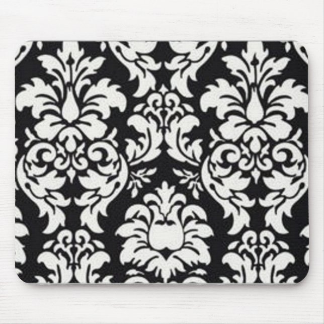 Black And White Damask Pattern Mouse Pad (Front)
