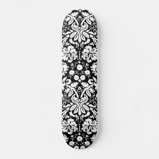 Black and white damask pattern skateboard (Front)