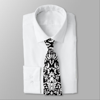Black and White Damask Pattern Tie