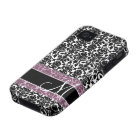 Black and White Damask Pattern with Monogram