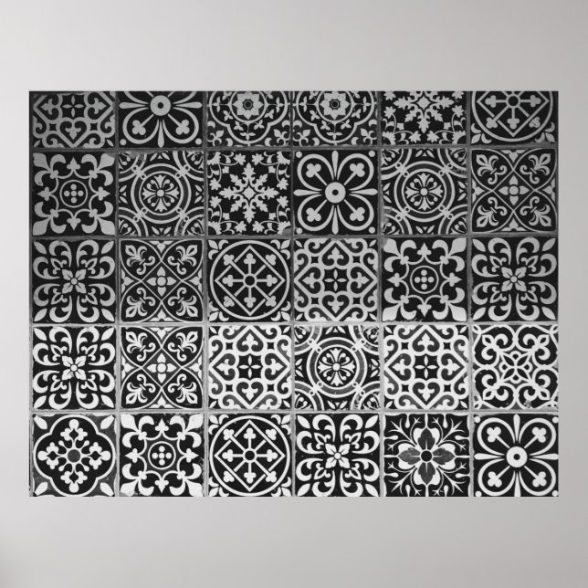 Black and white damask patterns poster (Front)