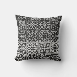 Black and white damask patterns throw pillow