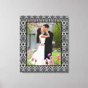 Black and White Damask Photo Frame Canvas Print