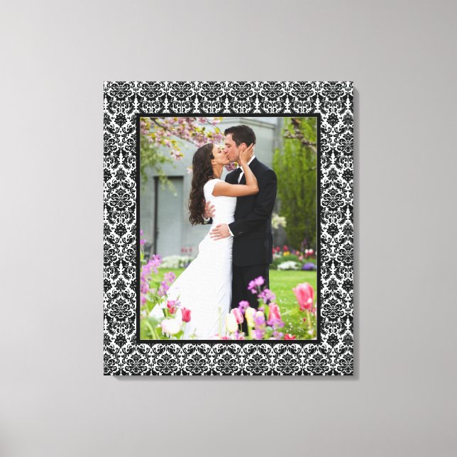 Black and White Damask Photo Frame Canvas Print (Front)