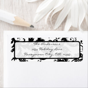 Black and White Damask Return Address Labels