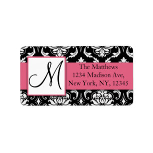 Black and White Damask Return Address Labels