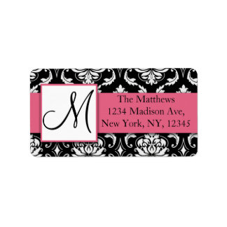 Black and White Damask Return Address Labels