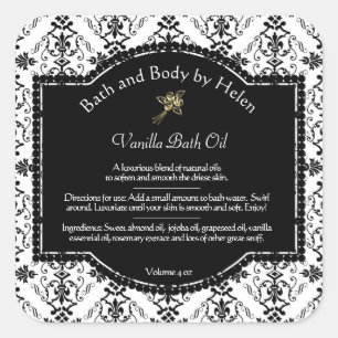 Black and White Damask Soap & Cosmetics Label