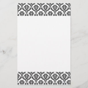 Black and White Damask Stationery