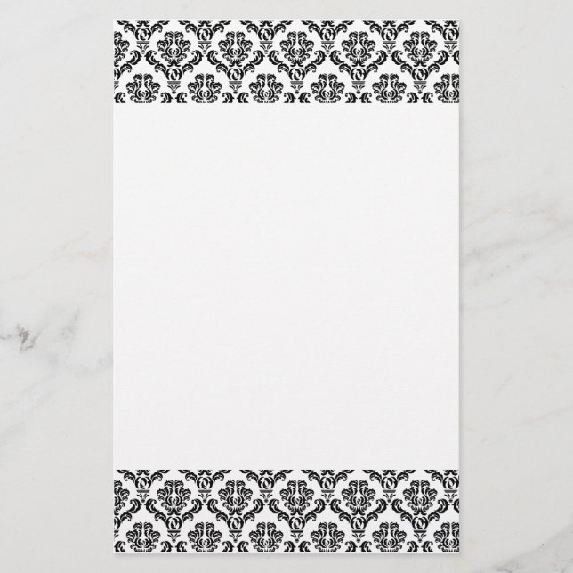 Black and White Damask Stationery (Front)
