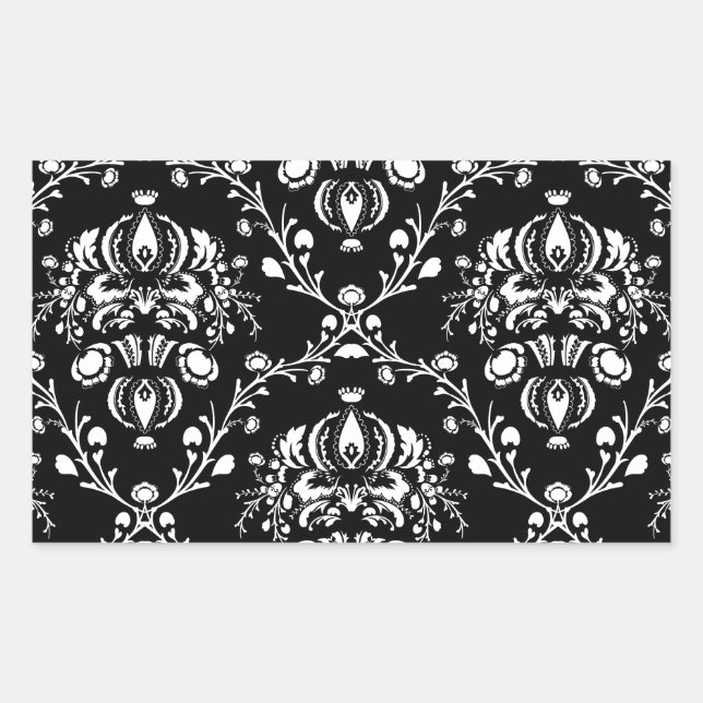 Black and White Damask Sticker (Front)