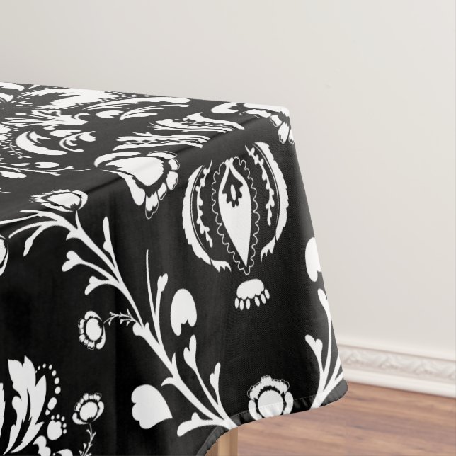 Black and White Damask Tablecloth (In Situ)