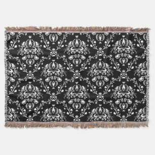 Black and White Damask Throw Blanket