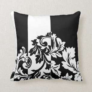 Black and White Damask Throw Pillow