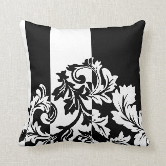 Black and White Damask Throw Pillow