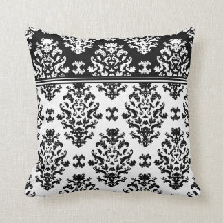Black and White Damask Throw Pillow