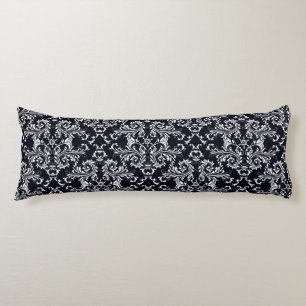 Black and White Damask Vintage Style Body Pillow