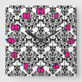 Black and White Damask Wall Clock