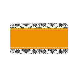 Black and White Damask Wedding Address Labels