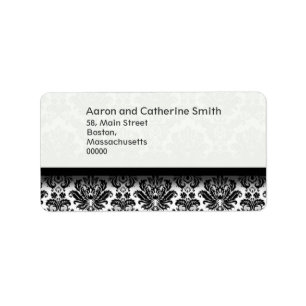Black and White Damask Wedding Address Labels