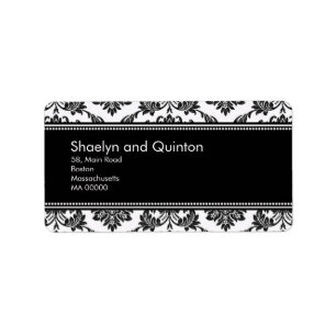 Black and White Damask Wedding Address Labels