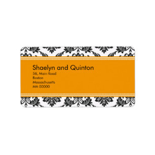 Black and White Damask Wedding Address Labels