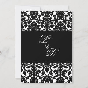 Black and White Damask Wedding Invitation