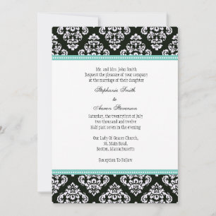 Black and White Damask Wedding Invitation
