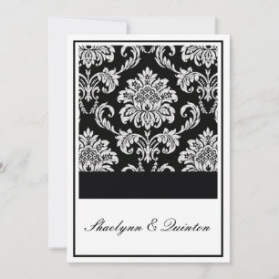 Black and White Damask Wedding Invitation