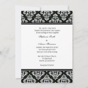 Black and White Damask Wedding Invitation