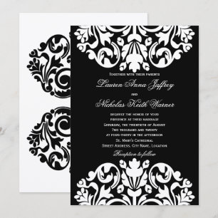 Black and White Damask Wedding Invitations