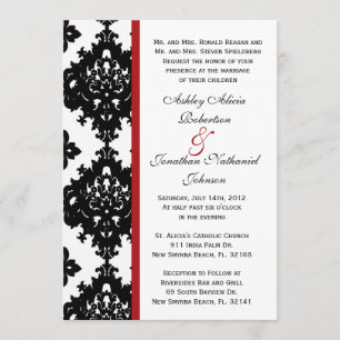 Black and White Damask wedding invite