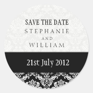Black and White Damask Wedding Sticker