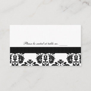 Black and White Damask Wedding Table Place Cards