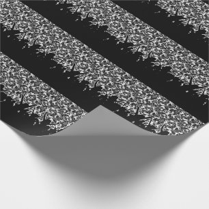 Black and White Damask with Cheering Crowd Wrapping Paper