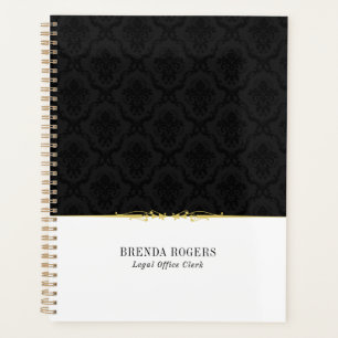 Black and white damasks gold Accent Notebook Planner