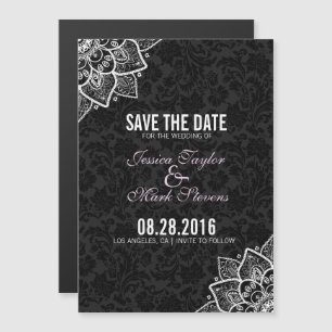 Black And White Damasks & Lace Magnetic Invitation