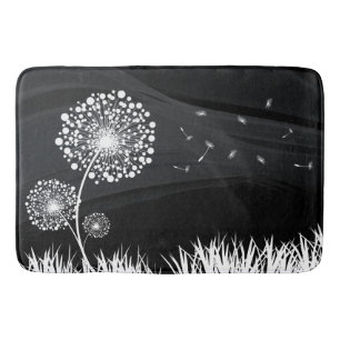 Black and White Dandelion Bath Carpet Bath Mat