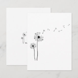 Black and White Dandelion Blowing in the Wind Card