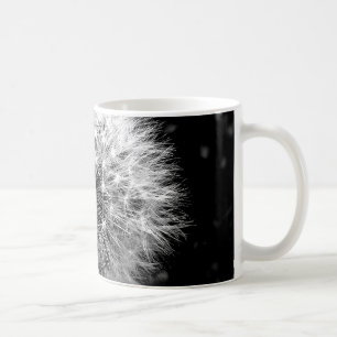 Black and white dandelion coffee mug
