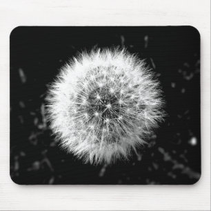 Black and white dandelion mouse pad