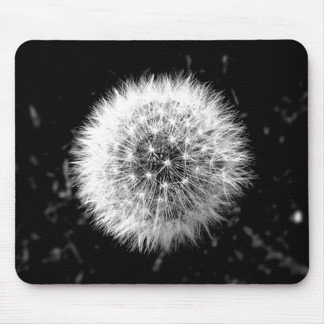 Black and white dandelion mouse pad (Front)