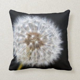 Black and White Dandelion Throw Pillow