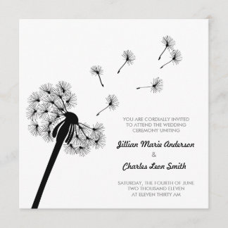 Black and White Dandelion Wedding Invitation