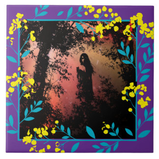 Black and White Dark Fantasy art Tile