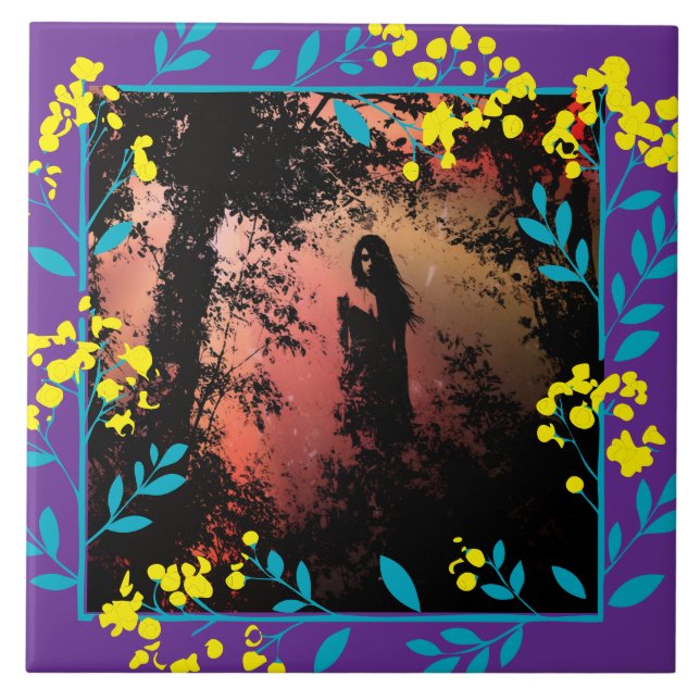 Black and White  Dark Fantasy art Tile (Front)