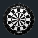 Black and White Dartboard with Custom Text<br><div class="desc">Black and white dart board with two custom text areas. Choose "customize more" option if you want to change colours.</div>