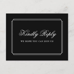 Black and White Deco Song Request RSVP Postcard